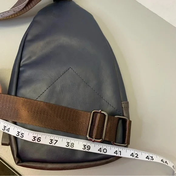 Vegan Leather Brown Sling Bag - Picture 9 of 9